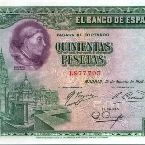 Dernière Chance Billet Espagne 500 Pesetas Cardinal Cisneros - 1928