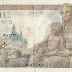 Billet France 1000 Francs Déesse Déméter - 28-05-1942 Série V.61 Achat Immédiat