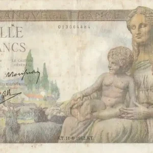 Billet France 1000 Francs Déesse Déméter - 11-06-1942 Série P.523 En Vogue