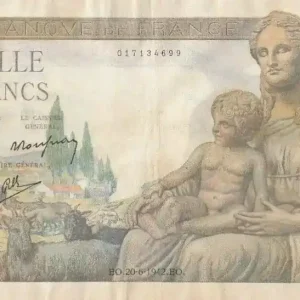 Billet France 1000 Francs Déesse Déméter - 20-06-1942 Série K.686 Pas Cher
