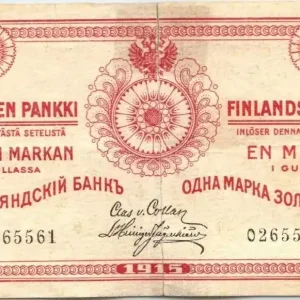 Billet Finlande 1 Markkaa Rouge - 1915 Certifié
