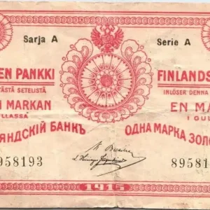 Billet Finlande 1 Markkaa Rouge - 1915 Série A Offre Du Jour