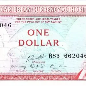 Billet Iles des Caraïbes 1 Dollar Elisabeth II - Plage, cocotier Achetez Aujourd’hui