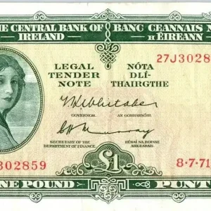 Billet Irlande 1 Pound Lady Lavery - 1971 Gros Lot