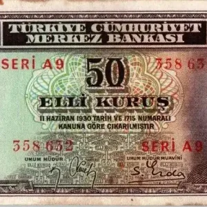 Billet Turquie 50 Kurush Pdt L. Inonu - Banque - 1942/44 Réduction