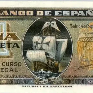 Offre Limitée Billet Espagne 1 Peseta Bateau - Santa Maria - 1940