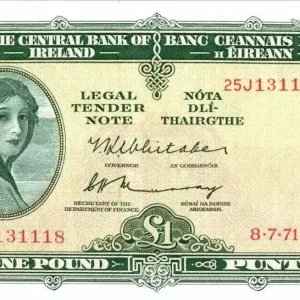 Billet Irlande 1 Pound Lady Lavery - 1971 Prix Choc
