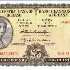 Billet Irlande 5 Pounds Lady Lavery - 1968 Promotion Saisonnière