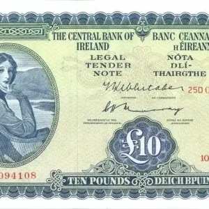 Billet Irlande 10 Pounds Lady Lavery - 1975 Prix Cassé