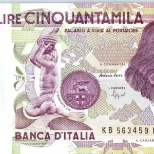 Billet Italie 50000 Lire G.L. Bernini - statue - 1992 Pas Cher