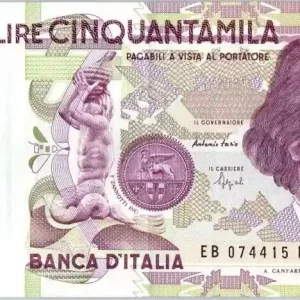 Commander Maintenant Billet Italie 50000 Lire G.L. Bernini - statue - 1992