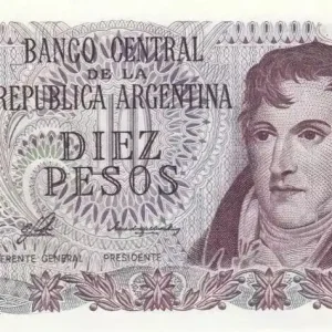 Billet Argentine 10 Pesos Général. Manuel Belgrano - Série D - 1976 - Neuf Gros Lot