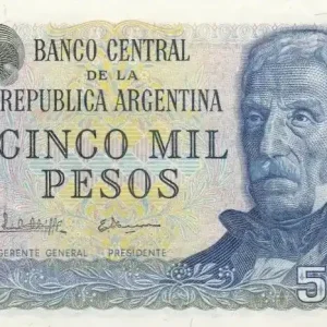 Livraison Mondiale Billet Argentine 5000 Pesos ND1983 - J. San Martin - Mar del Plata
