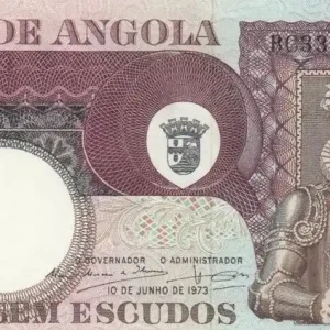 Solde Billet Angola 100 Escudos 1973 - L. de Camoes - Cocotier