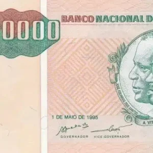 Billet Angola 1000000 Kwanzas Reajustados Reajustados, Dos Santos - Neto - Ecolière - 1995 Fait Main