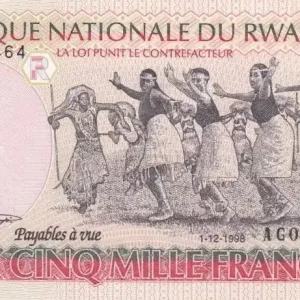 Achat Immédiat Billet Rwanda 5000 Francs Danseurs africains - Banque Nationale - 1998