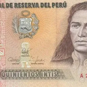 Original Billet Pérou 500 Intis J. G. Condorcanqui Tupac Amaru II - 1987