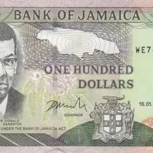 Expédition Rapide Billet Jamaïque 100 Dollars Sir Donald Sangster - Cascade - 2004