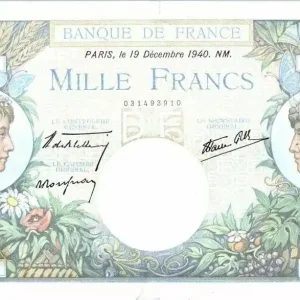 Top Vente Billet France 1000 Francs Commerce et Industrie - 19-12-1940 Série T.1260