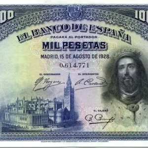 Billet Espagne 1000 Pesetas Saint Fernando - 1928 Garantie Incluse