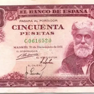 Billet Espagne 50 Pesetas Santiago Rusinol - 31 Déc 1951 Dernier Modèle