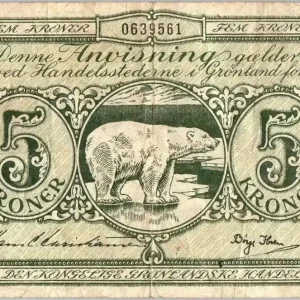 Billet Groenland 5 Kroner Ours Polaire, Carte - (1953/1967) Super Prix