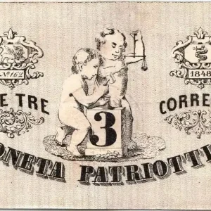 Billet Italie 3 Lire Venise et Milan - Lion de Venise 1848 Dernière Chance