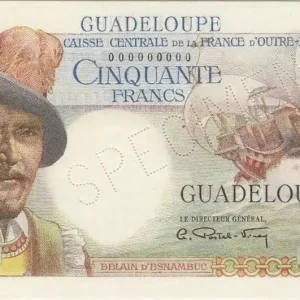 Billet Guadeloupe 50 Francs Belain d'Esnambuc - 1946 Spécimen Haute Qualité