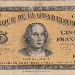 En Vogue Billet Guadeloupe 5 Francs Christophe Colomb - 1945 Série M.19