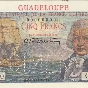 Meilleur Choix Billet Guadeloupe 5 Francs Bougainville - 1946 Spécimen SUP +