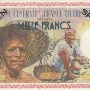 Billet Guadeloupe 1000 Francs Pêcheur - Type 1955 Spécimen n°66 Meilleure Vente