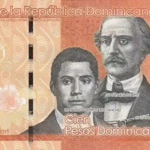 Billet République dominicaine 100 Pesos Dominicanos, Duarte, Sanchez, Mella - Puerta del Conde 2015 Dernière Chance
