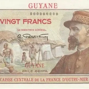 Premium Billet Guyane Française 20 Francs Emile Gentil - 1946 Spécimen