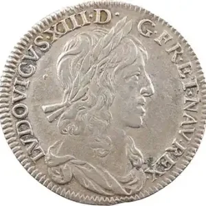 Livraison Gratuite Louis XIII, quart d’écu d’argent, 2e type (1er poinçon), 1642 Paris (point)
