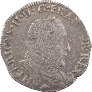 François II (au nom d’Henri II), demi-teston au buste lauré, 2e type, 156[0] Bayonne Dernier Modèle