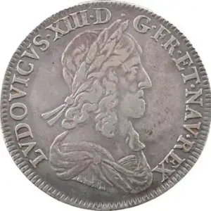 Nouveauté Louis XIII, demi-écu d’argent, 3e type (2e poinçon), 1643 Paris (rose)