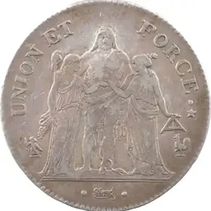 Directoire, 5 francs Union et Force, An 6/5 Paris Prix Réduit