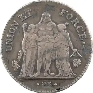 Directoire, 5 francs Union et Force, An 8/6 Bayonne Paiement Sécurisé