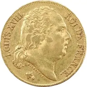 Louis XVIII, 20 francs buste nu, 1818 Paris Satisfait Ou Remboursé
