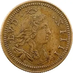 Louis XIV, essai-piéfort ? du double sol à la croix fleurdelisée, 1677 Paris, frappe postérieure (XIXe s. ?) En Vogue