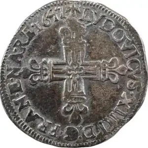 Louis XIV, quart d’écu, croix de face, 1647 Bayonne Solde