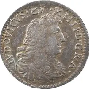 Marque Louis XIV, quadruple sol à la croix fleurdelisée, 1675 Paris