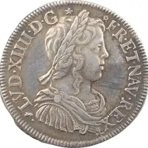 Louis XIV, demi-écu à la mèche longue, 1654 Troyes Gros Lot
