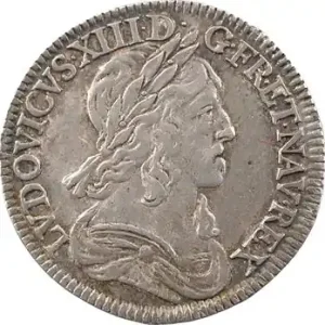 Offre Spéciale Louis XIII, quart d’écu d’argent, 3e type (2e poinçon), 1643 Paris (point)
