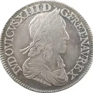 Louis XIII, demi-écu d’argent, 3e type (2e poinçon), 1643 Lyon (trois points) Exclusif