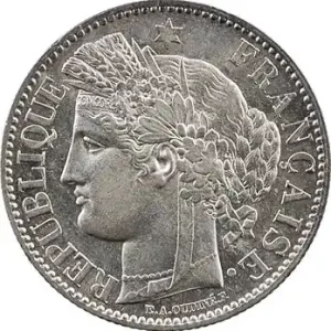 Prix Bas IIIe République, 2 francs Cérès, 1887 Paris