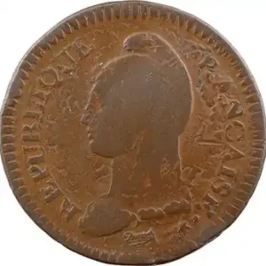 Directoire, un décime, refrappage du 2 décimes, An 5 Paris Tendance