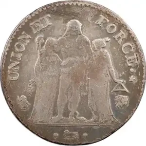 Directoire, 5 francs Union et Force, An 8/6 Bayonne Artisanat