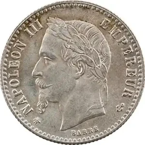 Second Empire, 50 centimes tête laurée, 1865 Paris Haute Qualité