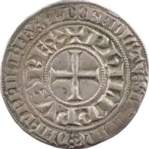 Seulement Aujourd’hui Philippe IV, gros tournois à l’O rond, lis accosté de deux points, c.1305